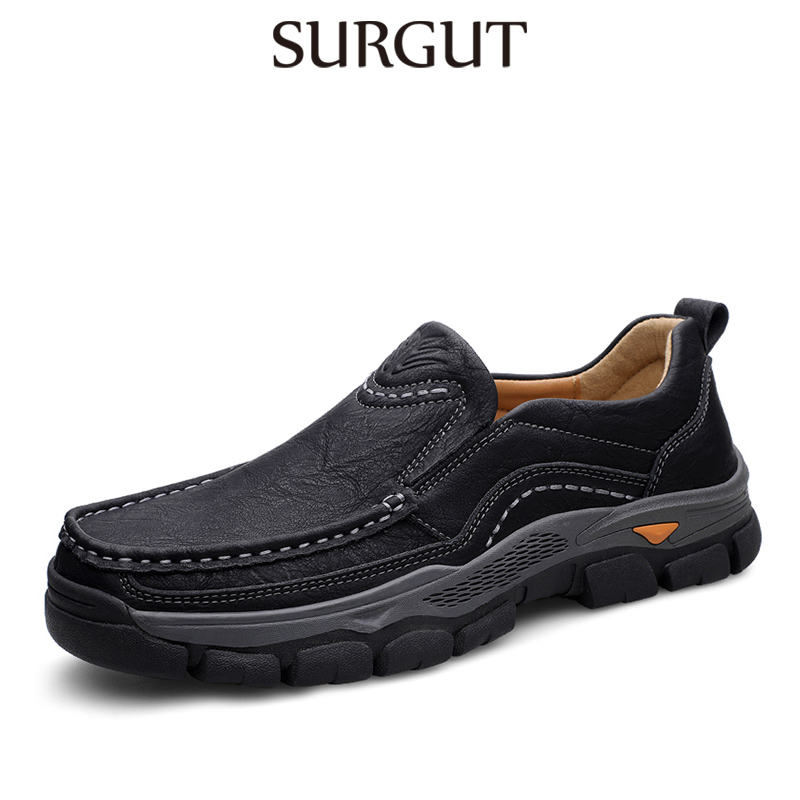 SURGUT Men Casual Shoes Pu Leather Slip On All Seasons Fashion Comfortable Working Shoes Men ราคา 1,135 บาท*ส่งฟรี