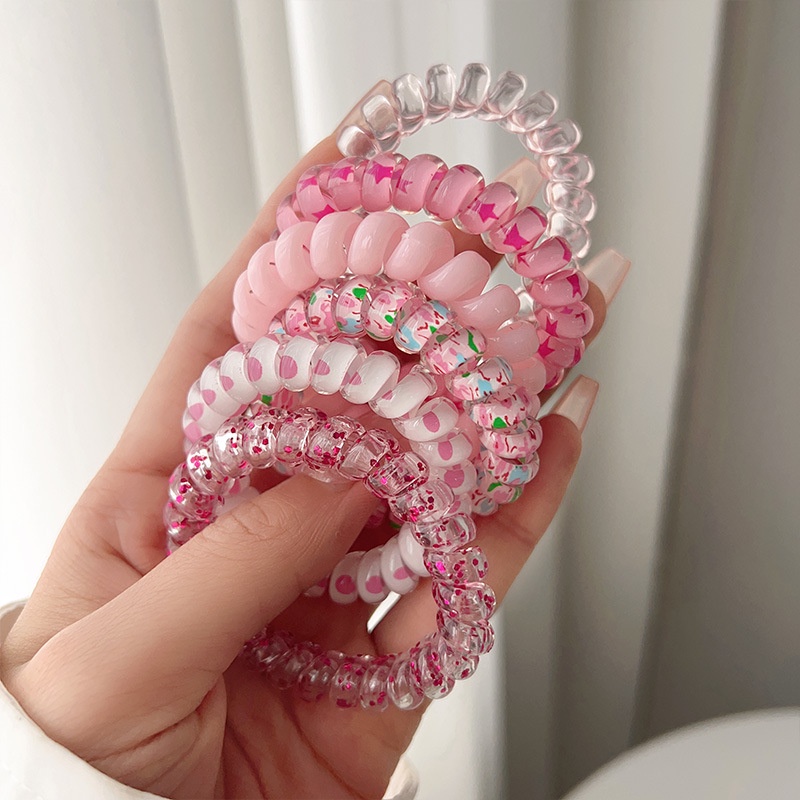 Nếu Tôi 6 cái/bộ Đầy Màu Sắc đường dây điện thoại Bộ dây buộc tóc Cho Phụ Nữ Tóc Accessorie Băng đô co giãn Đàn Hồi Băng cao su