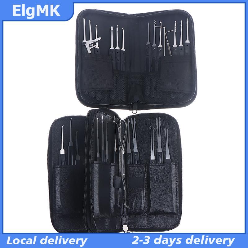 ElgMK 15 17 24pcs cổ điển Thép không gỉ Công cụ khóa xe hơi di động mở khóa Kit túi đa chức năng lockpick công cụ
