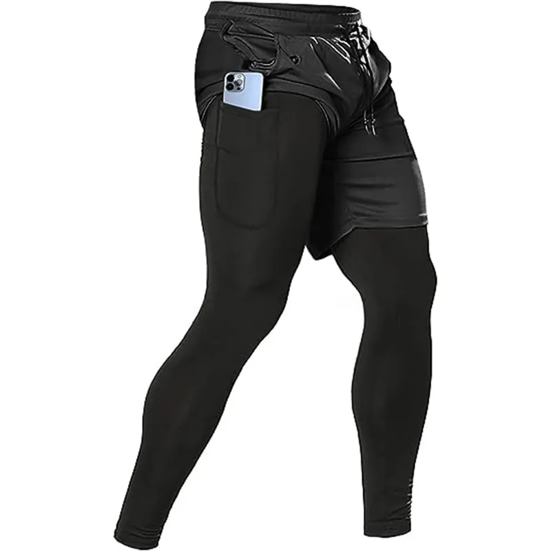 Của nam giới Quần thể thao 2 in1 đào tạo Thể Thao Bộ đồ thể thao thể thao Workout Nam Quần chạy bộ phòng tập thể dục quần tập thể dục chạy bộ nam giới