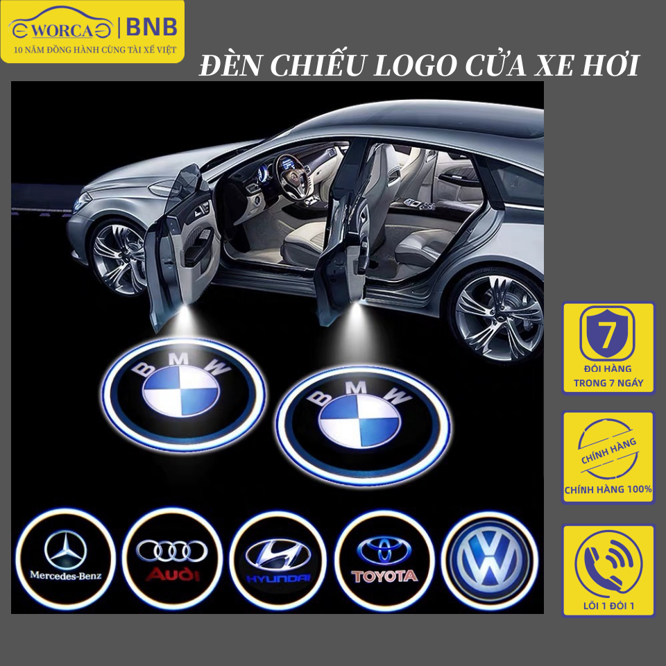 Bộ 2 đèn led logo gắn cửa ô tô xe hơi Hàng Kpro chất lượng cao