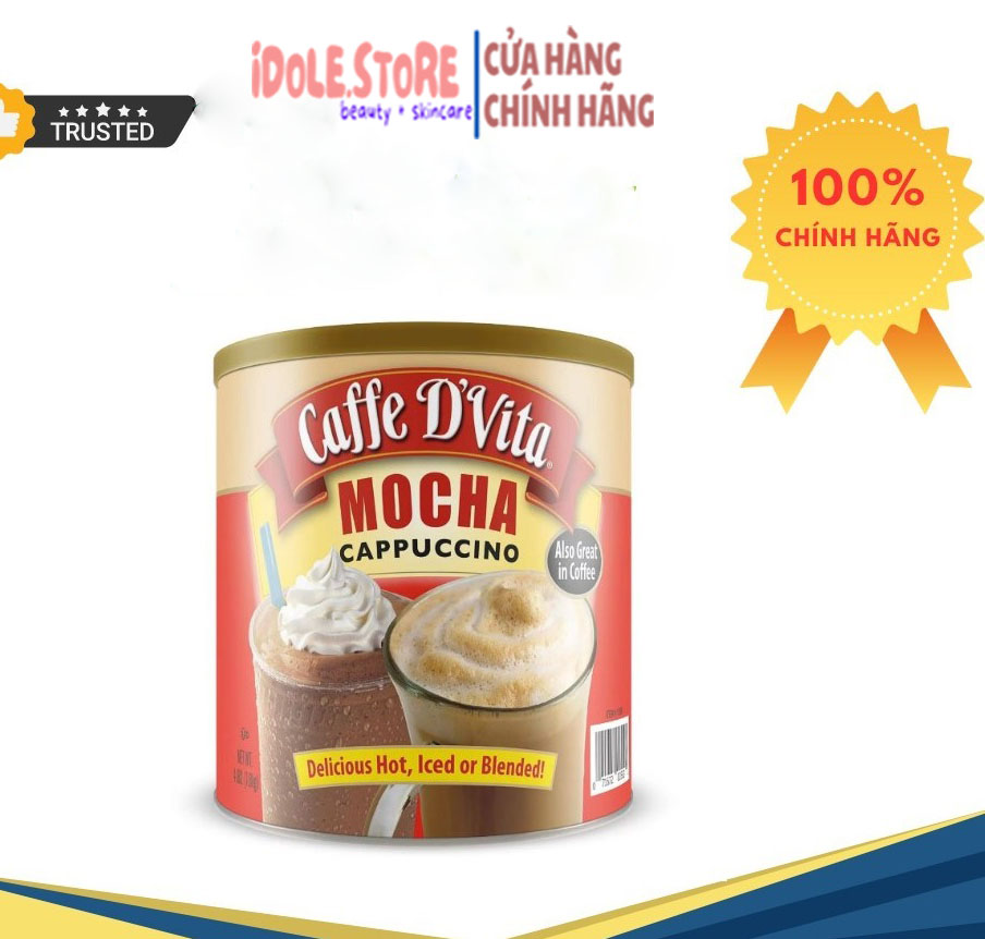 Cà phê sữa hòa tan Mocha Cappuccino của Caffe D'Vita Mỹ hộp 1.8kg