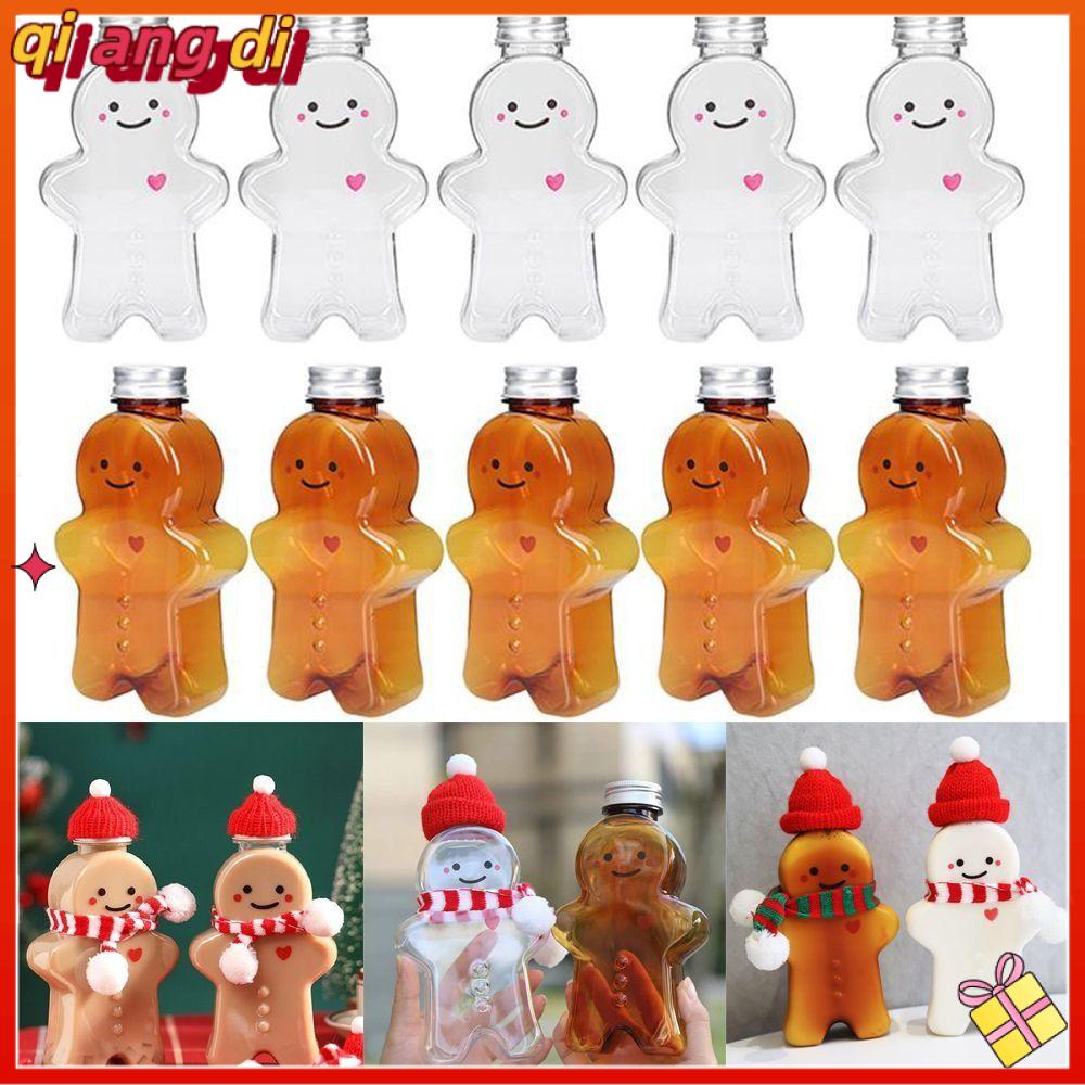 QIANGDI Nhựa Chai bánh gừng Màu nâu Trong suốt Kẹo Nước Ép Ấm Trang trí tiệc năm  Chai trà sữa Tiệc Giáng sinh