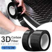 3D Carbon Fiber Car Door Sill Protector Strips - 