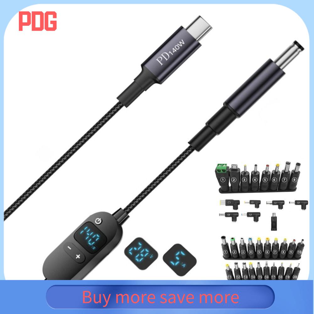 PDG với đầu nối 28/34 Cáp chuyển đổi USB C sang DC PD Màn hình kỹ thuật số 5V/9V/12V/15V/20V. Bộ chuyển đổi điện Chất lượng cao Sạc nhanh Dây nguồn Type-C sang DC Camera máy tính xách tay