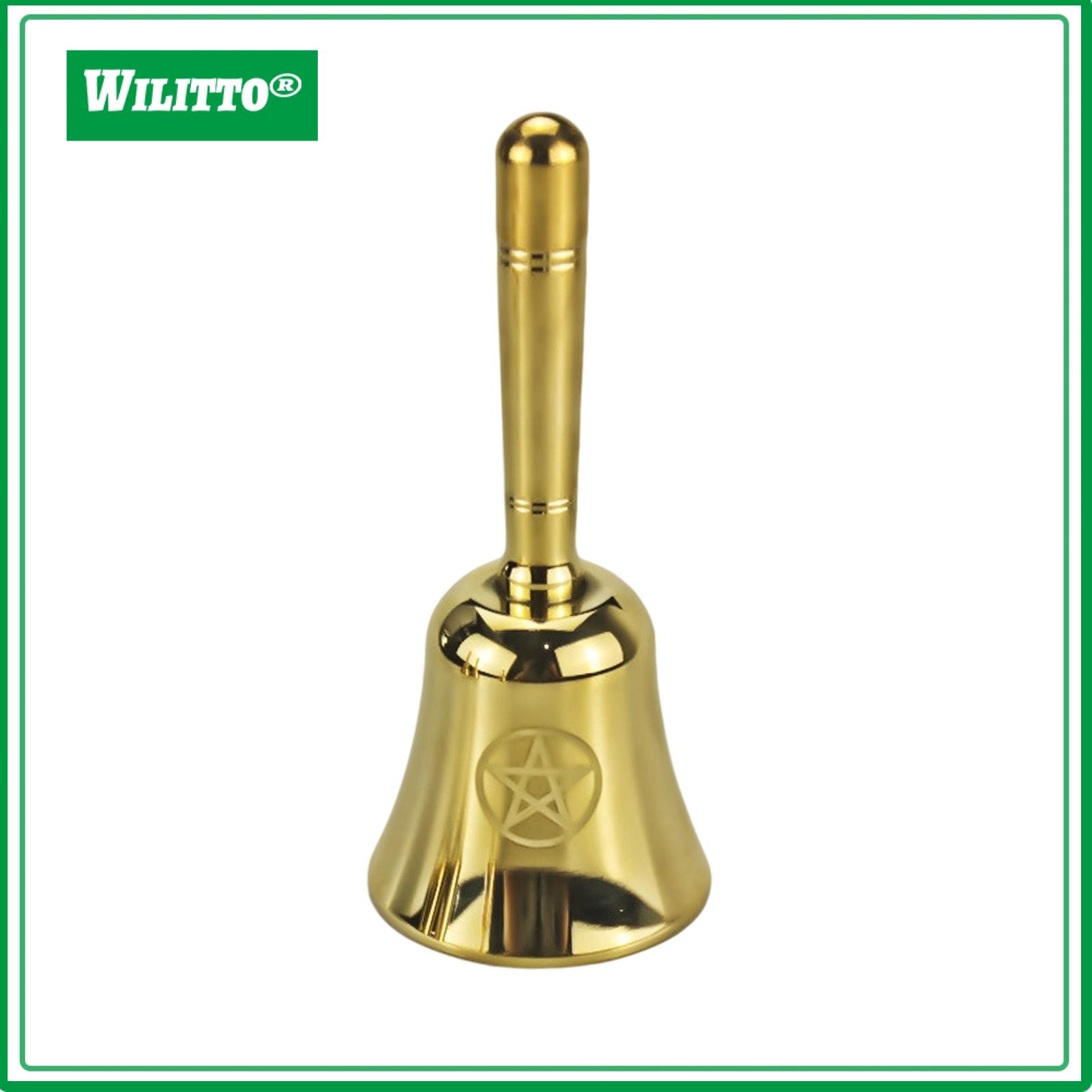 Loud Sound Handbell Triple Moon Pentacle Brass Hand Bell for Meditation Tarot Reading Wedding Animal Training Restaurant Service – Spiritual Altar Musical Call Bell for Asia ราคา 341 บาท*ส่งฟรี