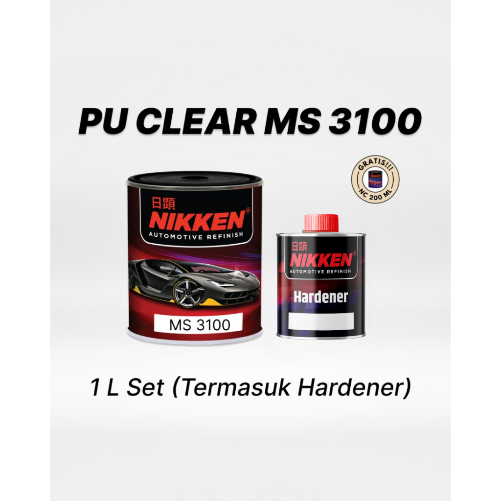 NIKKEN Clear Coat PU 3100 4:1 (Termasuk Hardener) - 1 L Set - Pernis Motor / Varnish Mobil Giá 104,900 Đồng*Miễn phí vận chuyển