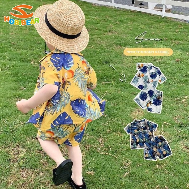 HOBIBEAR Summer Children's Floral Printed Shirt and Shorts Suit Fashion 1-6 Years Old Two-Piece Set Splash Festival ราคา 157 บาท*ส่งฟรี