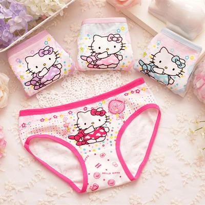 [A set of 4pcs] 100% Cotton Underwears Girls Children Kids Baby Babies Shorts Briefs Panties Frozen Hello Kitty Pony [GGT03]