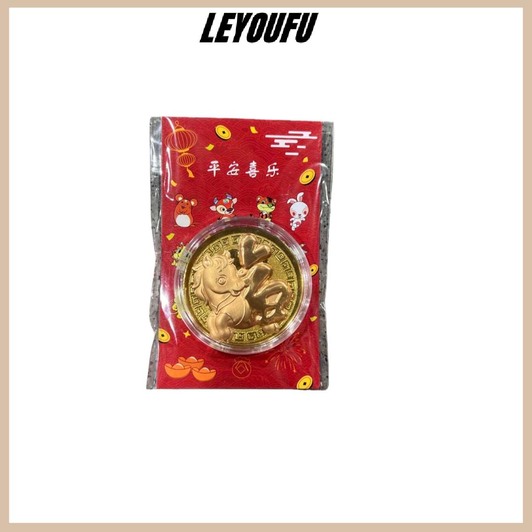LEYOUFU 1 3Pcs Năm của Ngựa Kỷ Niệm Huy Chương 2026 Hoàng Đạo Ngựa Giả Vàng Lá Thẻ Lưu Niệm Đồng Xu Kim Loại Thủ Công Mỹ Nghệ Tổ Chức Sự Kiện Quà Tặng Lưu Niệm - 5