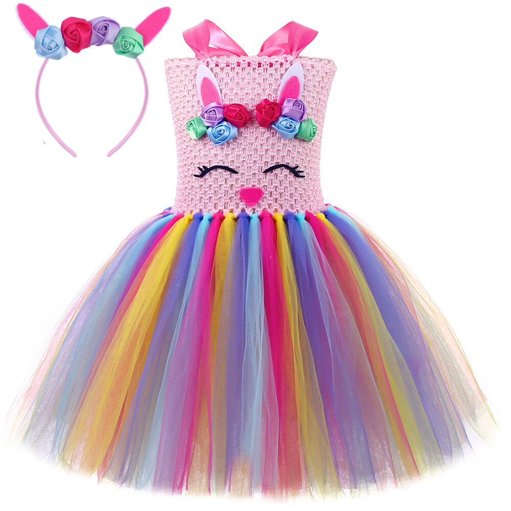 Cầu Vồng Bunny trang phục cho cô gái Lễ Phục sinh Halloween trang phục hóa trang cho trẻ em động vật rait tutu trang phục tiệc sinh nhật cho bé bộ quần áo