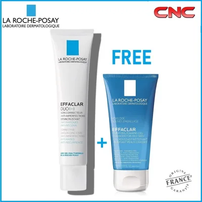 La Roche-Posay Effaclar Duo(+) 40ml + FREE Effaclar Purifying Foaming Gel 50ml - Anti-Acne & Pimples Treatment Moisturizer for Oily Acne-Prone Skin - Exp: 12/23