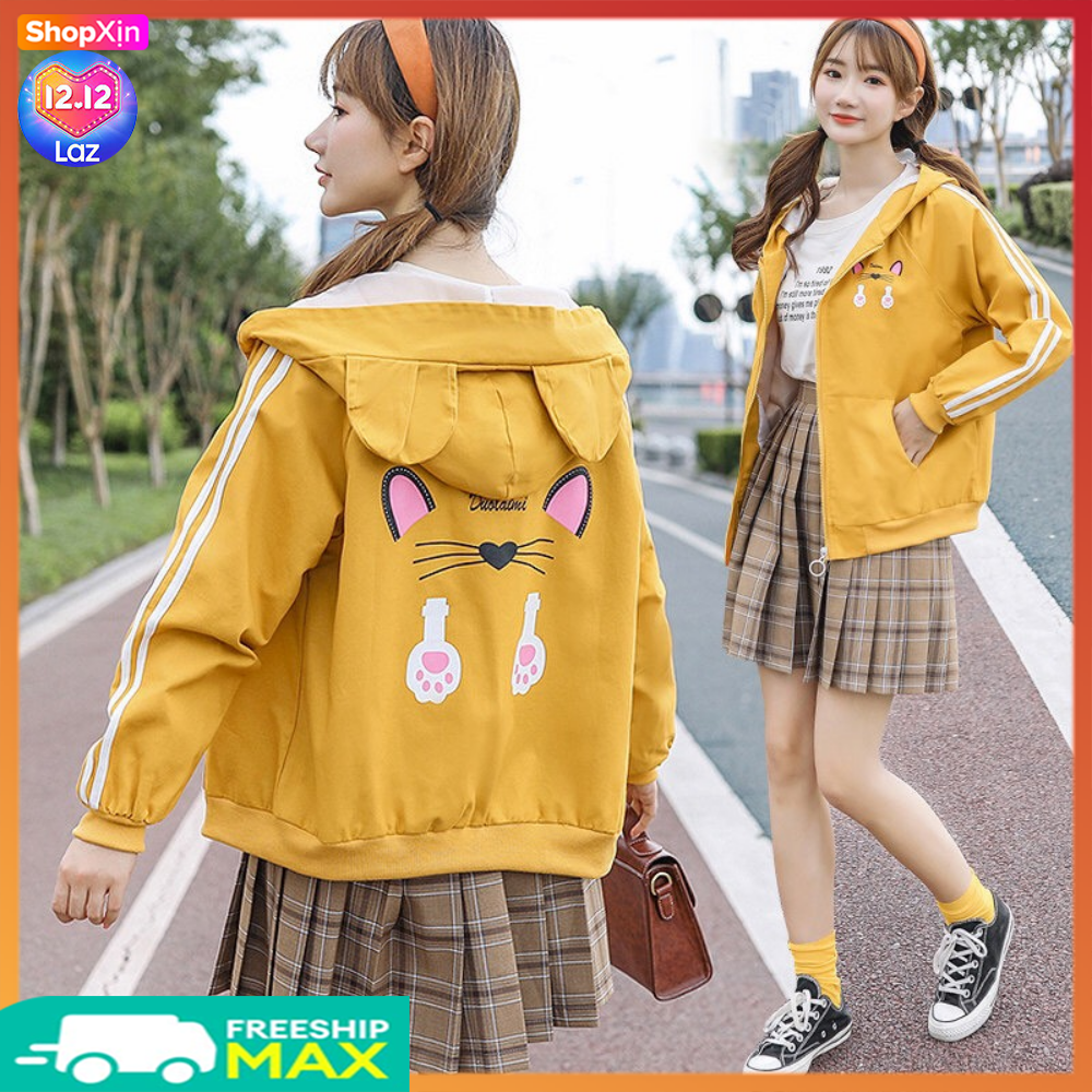 Áo khoác nữ tai mèo style Hàn Quốc, áo khoác dù chất lượng siêu bền, áo khoác gió nữ đi học, đi chơi, chống nắng, áo khoác dễ thương [FREESHIP]