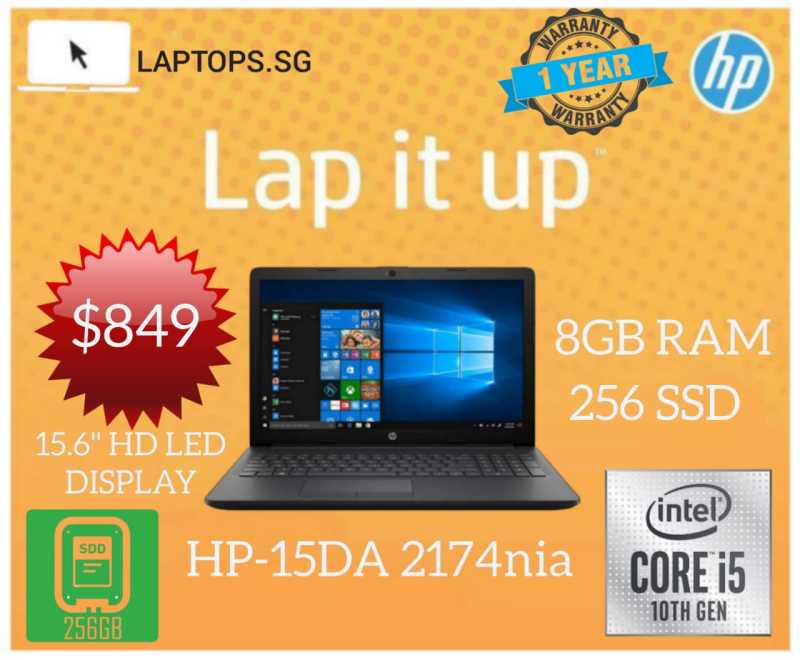 Hp Notebook - 15-DA2174nia / Business Laptop / Core i5 10th Gen processor / 8GB RAM, 256 SSD / 15.6inch HD LED / Windows 10 pro (One year HP Warranty)