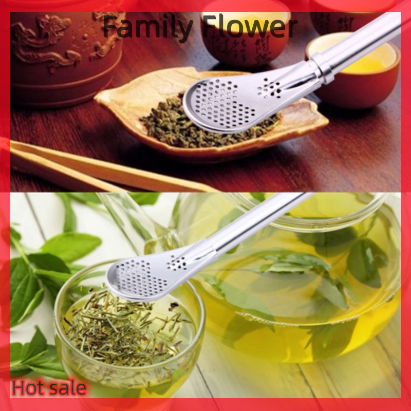 Family Flower Flash Sale Muỗng lọc trà ống hút trà bạn đời ống hút uống nước bằng thép không gỉ hình bầu bom