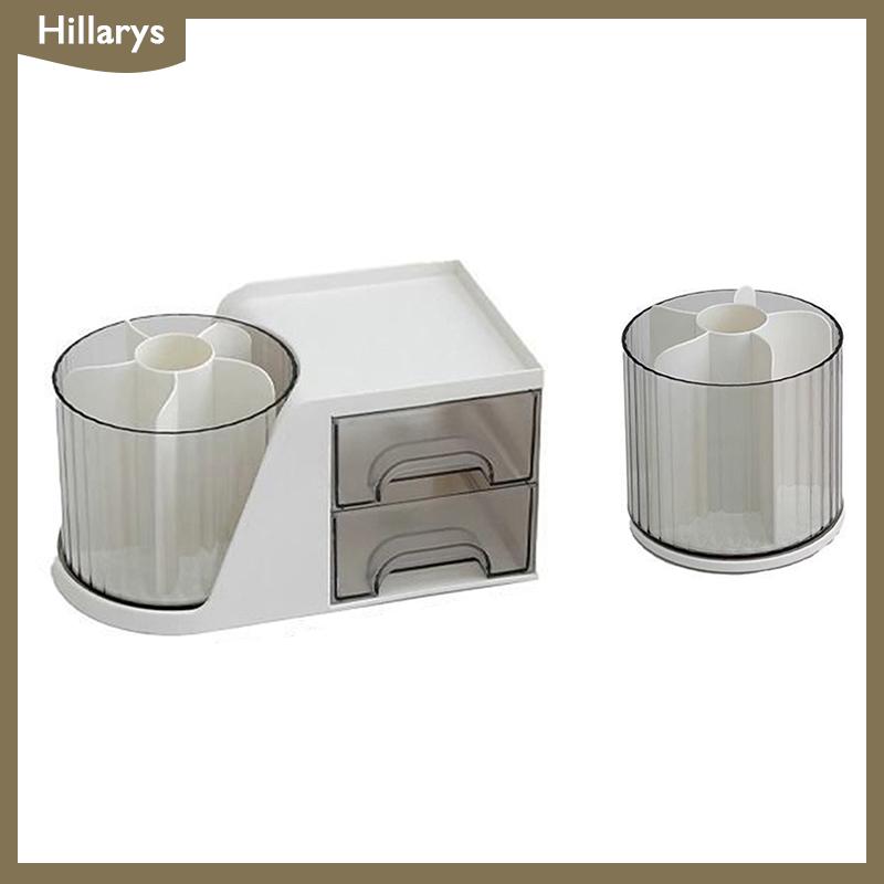 [Hillarys] Hộp đựng đồ trang điểm để bàn xoay 360 ° Hộp đựng đồ đa chức năng giá phòng tắm có thể tháo rời Giá đựng bút sinh viên ngăn kéo trong suốt