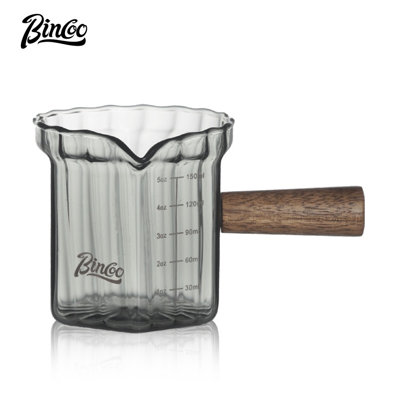 BINCOO Espresso Cup Glass Creamer Double Spout Coffee Measuring Cups Sharp Spout Equipment 180ML ราคา 235 บาท*ส่งฟรี