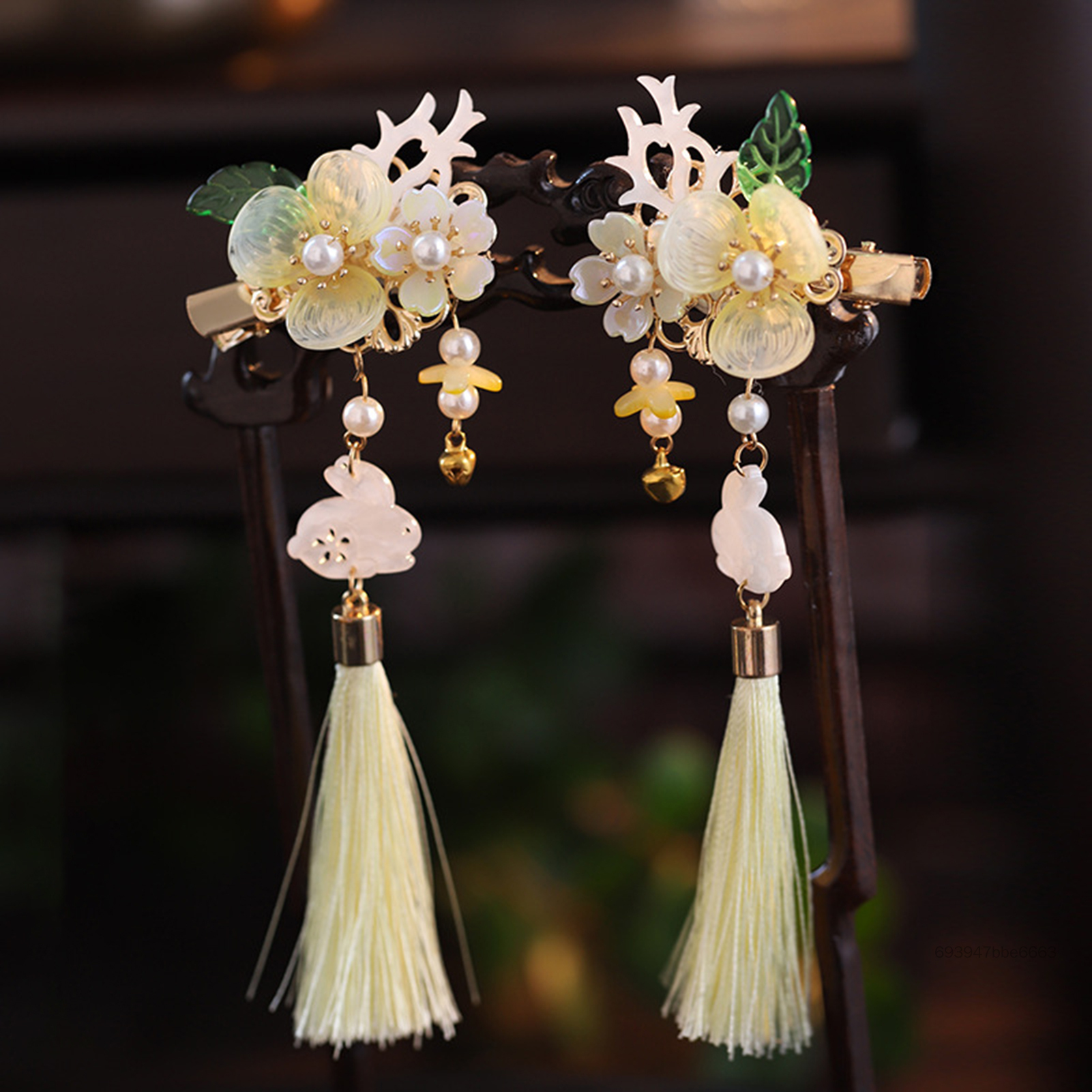 คลิปผมดอกไม้สำหรับผู้หญิงการออกแบบกระต่ายดอกไม้สีเหลืองคลิปผมตกแต่งสำหรับผมสไตล์ผมสไตล์ผม LA3PF-UNI-TH ราคา 280 บาท*ส่งฟรี