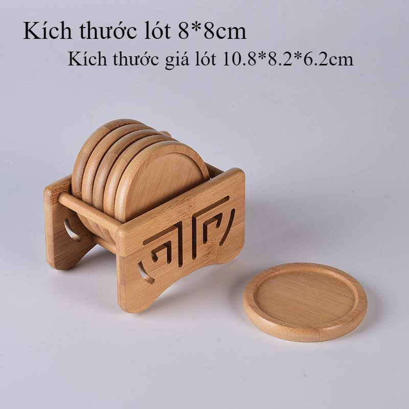 Bộ giữ cốc bằng tre - lót tách trà tre - giá đỡ cốc - tấm lót trà tròn cách nhiệt coaster