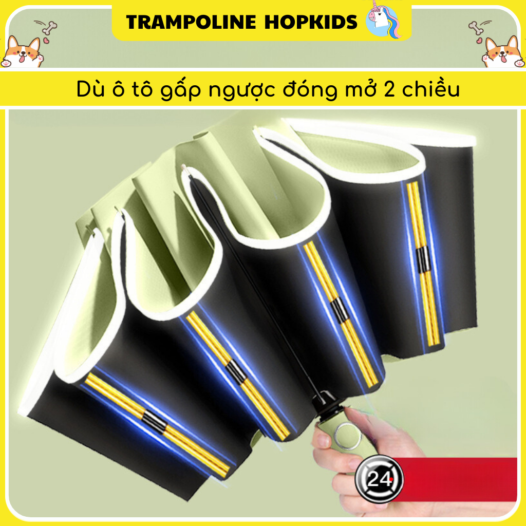 Dù Ô Tô Gấp Ngược Tự Động Hopkids - Ô Dù 2 Chiều Nan Kép, Chống UV UPF50+, Che Nắng Mưa, Đóng Mở Tự 