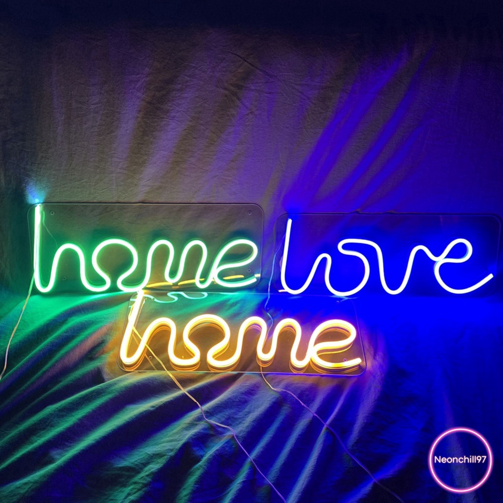 Đèn led neon chữ Home, chữ Love, Neonchill97, 13 x 35 cm, Đèn led neon trang trí