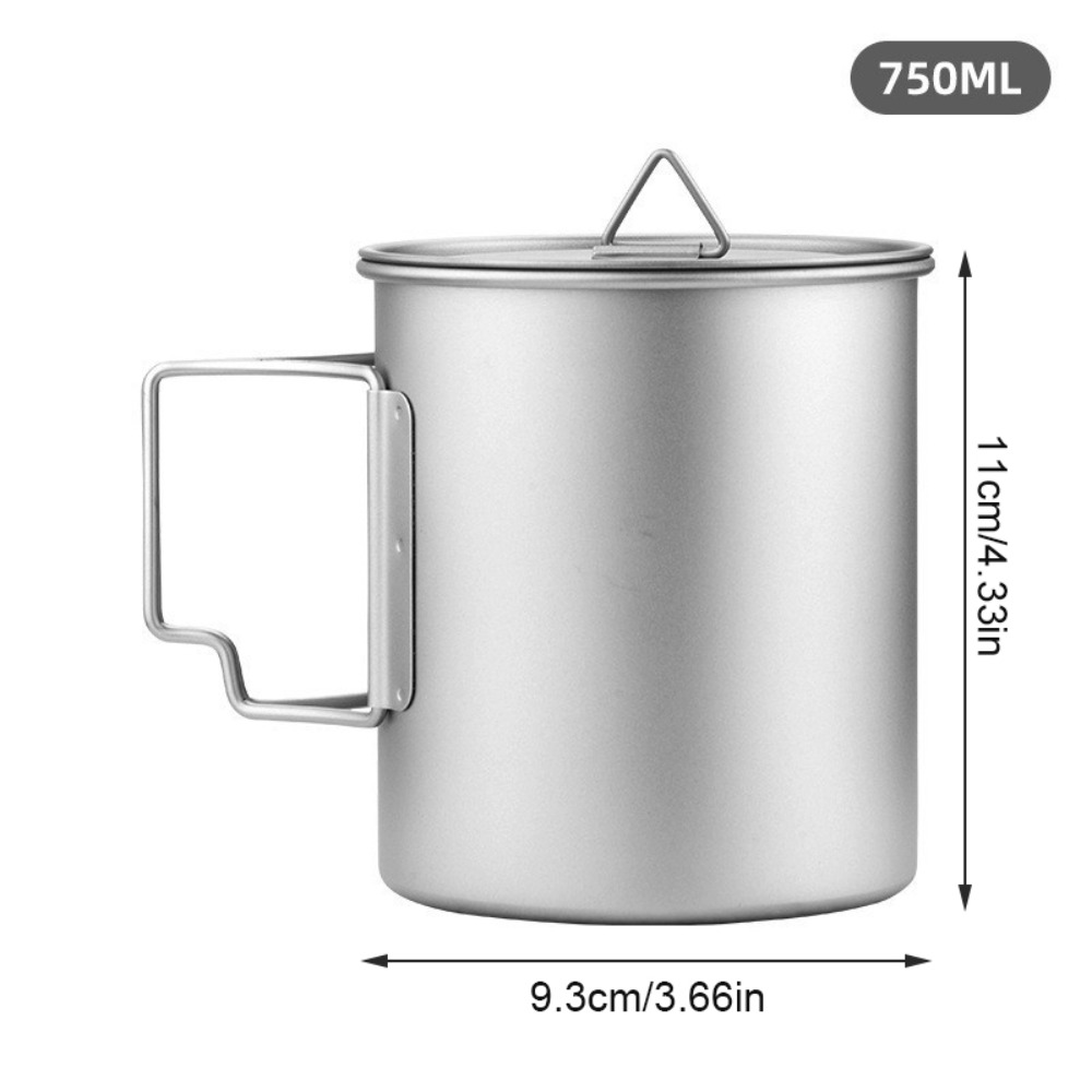 MISFORTUNESTORE17RE1 300ML/450ML/750ML Cốc nước ngoài trời Chống gỉ sét Titanium Cốc dã ngoại cắm trại Di động Có tay cầm có thể gập lại Cốc bia Du lịch - 2