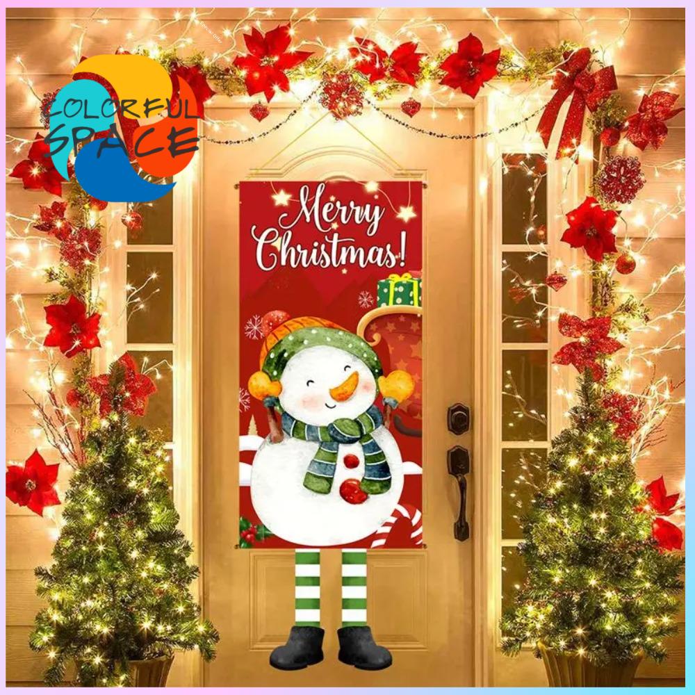 COLORFUL SPACE Eik Cờ Treo giáng sinh Người tuyết 110cm Biểu ngữ cửa Ông già Noel Phông Nền giáng sinh Trang trí tiệc