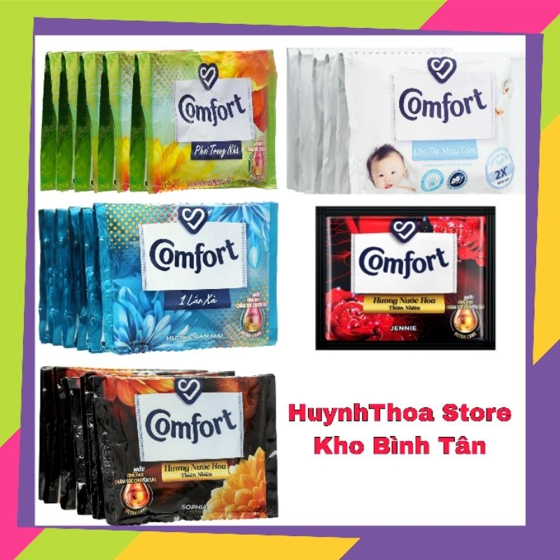 Đủ màu - dây 10 gói nước xả vải comfort 20ml