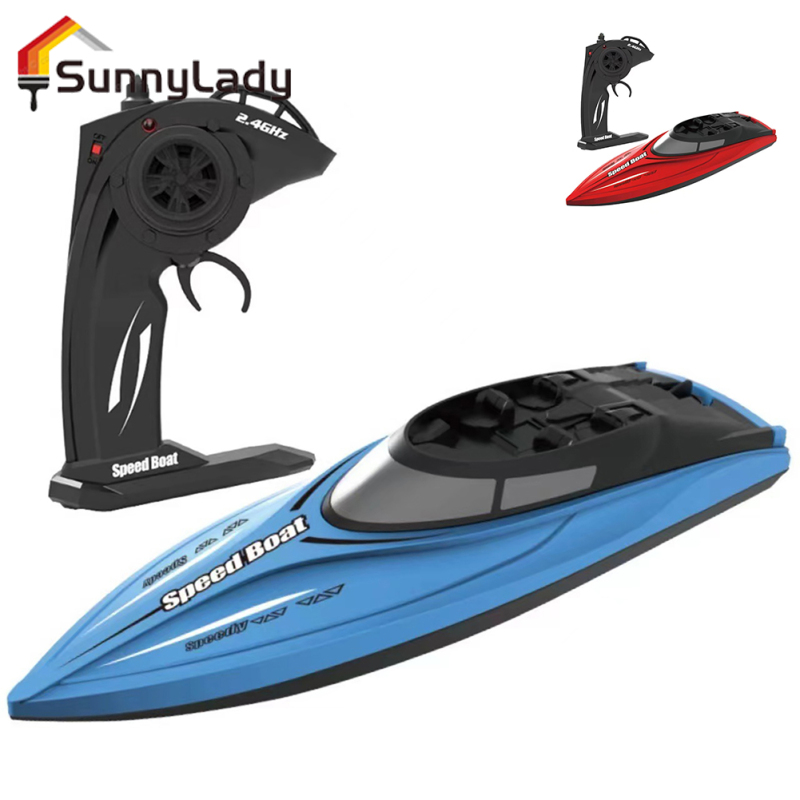 RC Boat 4CH Remote Control Racing Boats 2.4G Dual Motor 3.7V 1200mAh Outdoor Boat Toys With Light For Boys & Girls ราคา 454 บาท*ส่งฟรี
