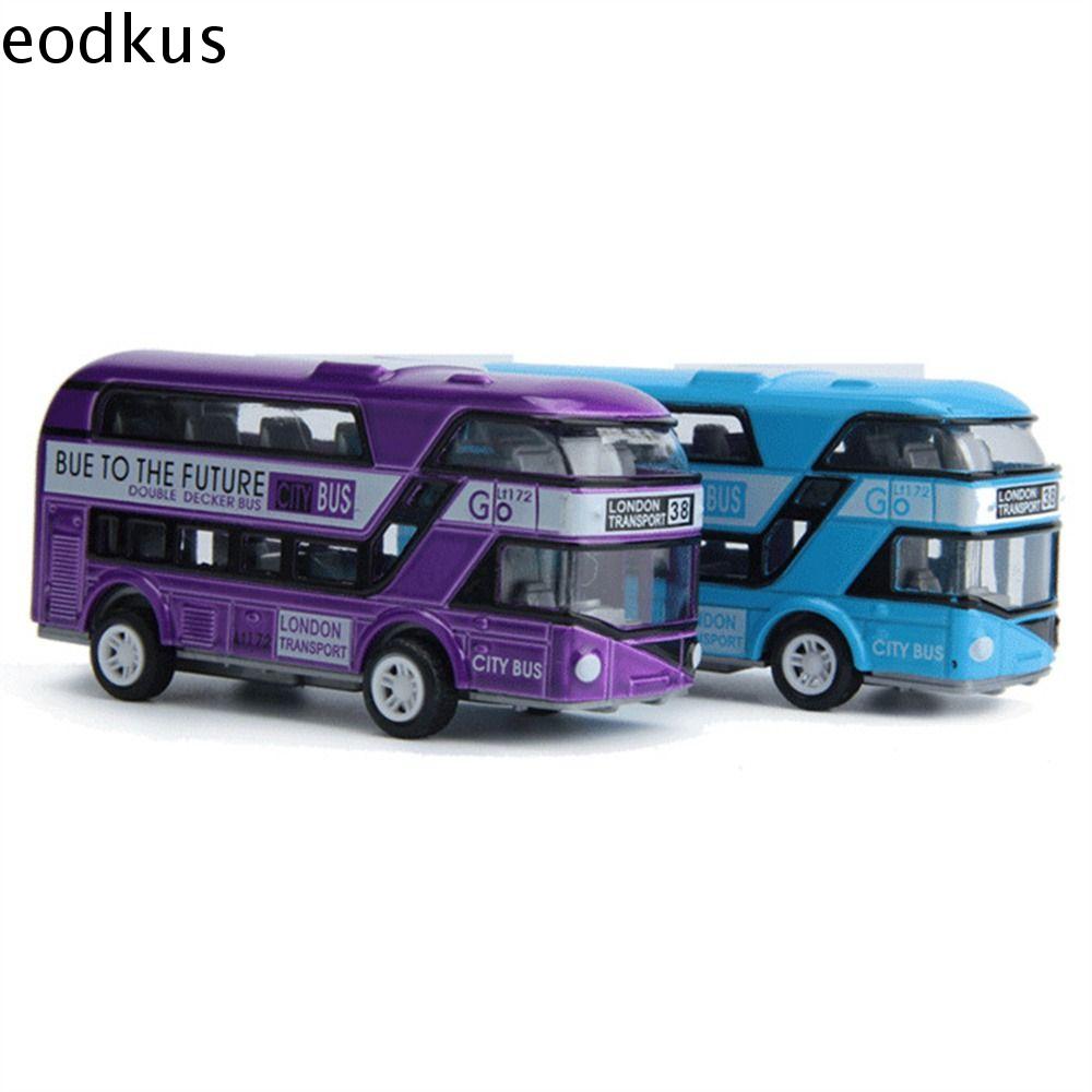 EODKUS 4 bánh xe Quà tặng Cho Trẻ Em Thành Phố Xe Du Lịch Xe Mô Hình Xe Buýt Cửa ra vào Mở Đóng Toy Phương Tiện Đi Lại Xe Buýt hai Tầng Kéo Trở Lại Đồ Chơi Diecast Xe Ô Tô Đồ Chơi Đồ Chơi Mô Hình