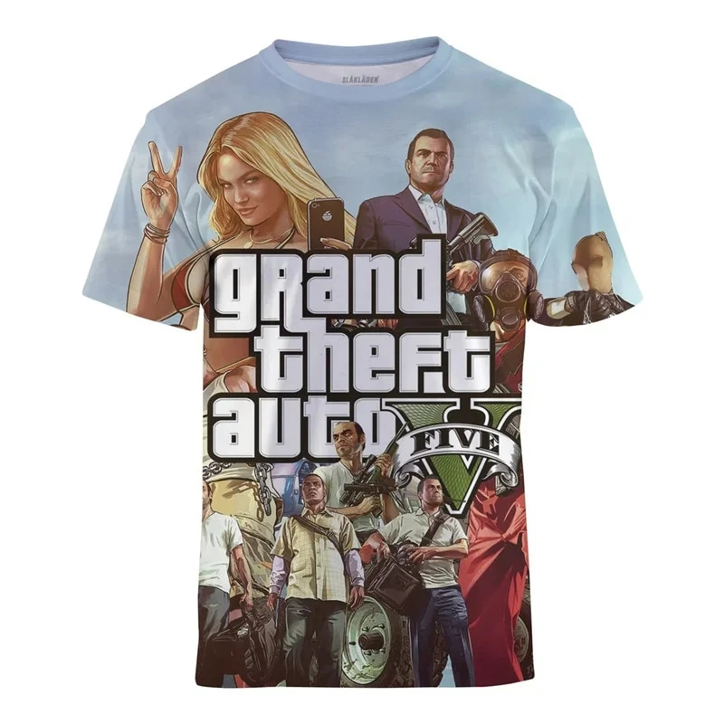 3D Trò Chơi Thời Trang Grand Theft Auto In Ấn T Áo Sơ Mi GTA 5 áo phông đồ họa Kid Thời Trang dạo ph