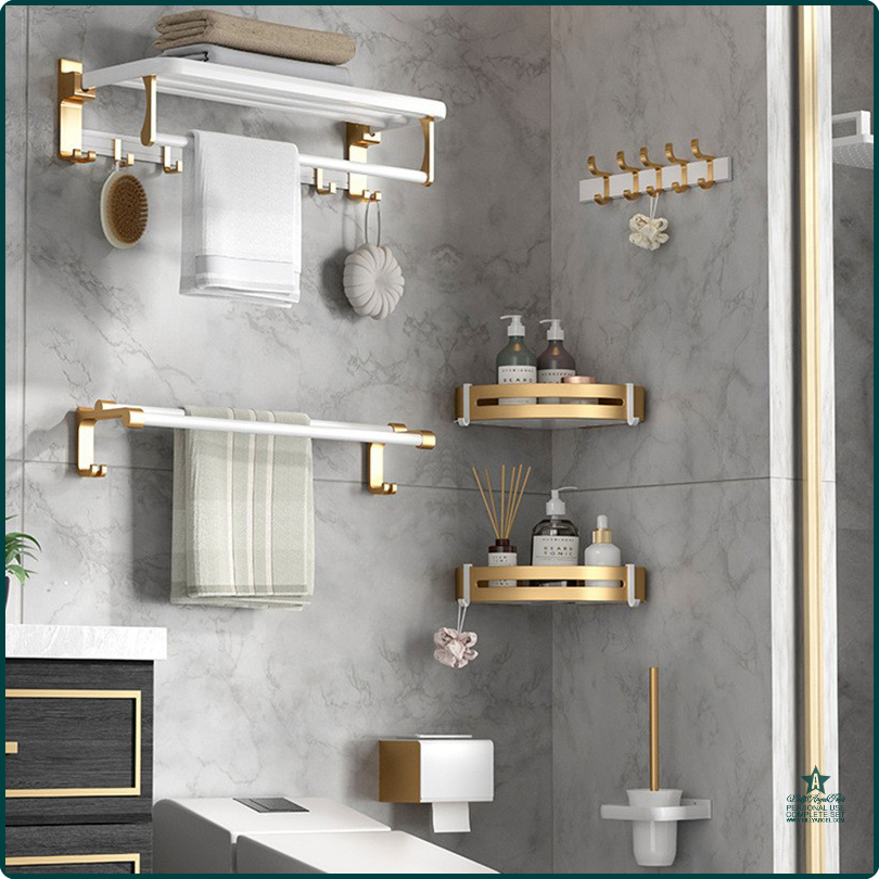 [op042] Towel Rack Bathroom Pendant Storage Rack Toilet Towel Holder Aluminum Towel Pole Tissue Holder Toilet Brush Bathroom Shelves ราคา  1,808 บาท*ส่งฟรี