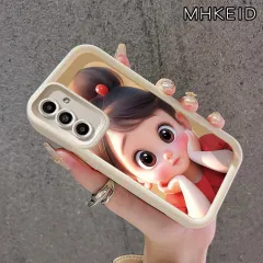 MHKEID Casing Hp Samsung Galaxy A24 Case Pola gadis anime yang lucu Silikon Softcase Casing pelindung lensa penuh pencegahan jatuh Barang-barang laris desain terbaru Kesing