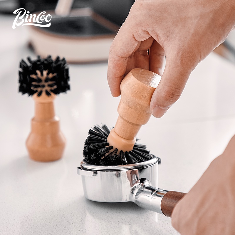 Bincoo Powder Bowl Cleaning Brush Coffee Machine Handle Solid Wood Cleaning Brush Bar Tool 51/58mm ราคา 174 บาท*ส่งฟรี