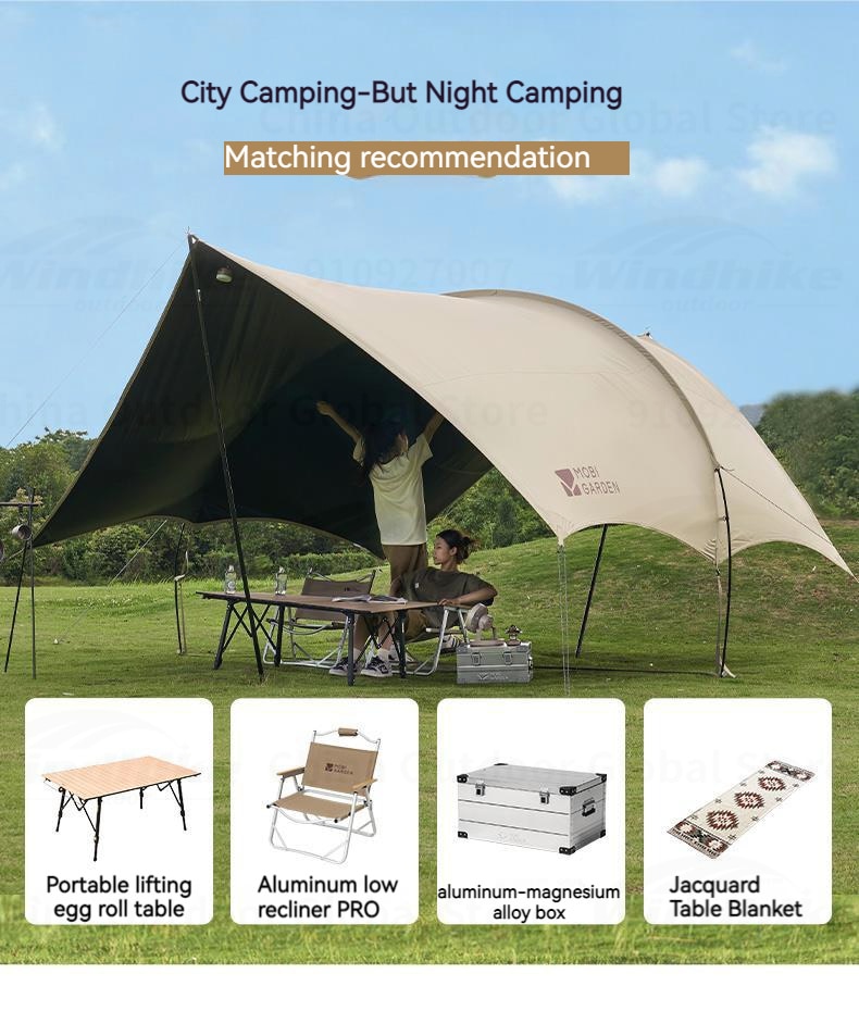 MOBI GARDEN Outdoor Camping Picnic Tent Anti-vinyl Canopy Rain Anti-ultraviolet 50+ Large-size Tunnel-type Oxford View D250 · v49