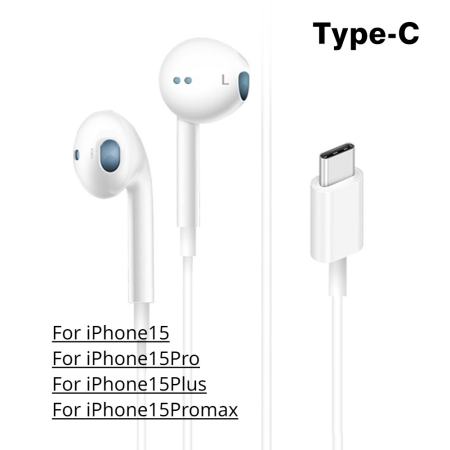 Usb Type C Earbuds Wired Earphone For iPhone 15 Pro Max Microphone Headphones HiFi Stereo In-ear Mic Usb C Headphone