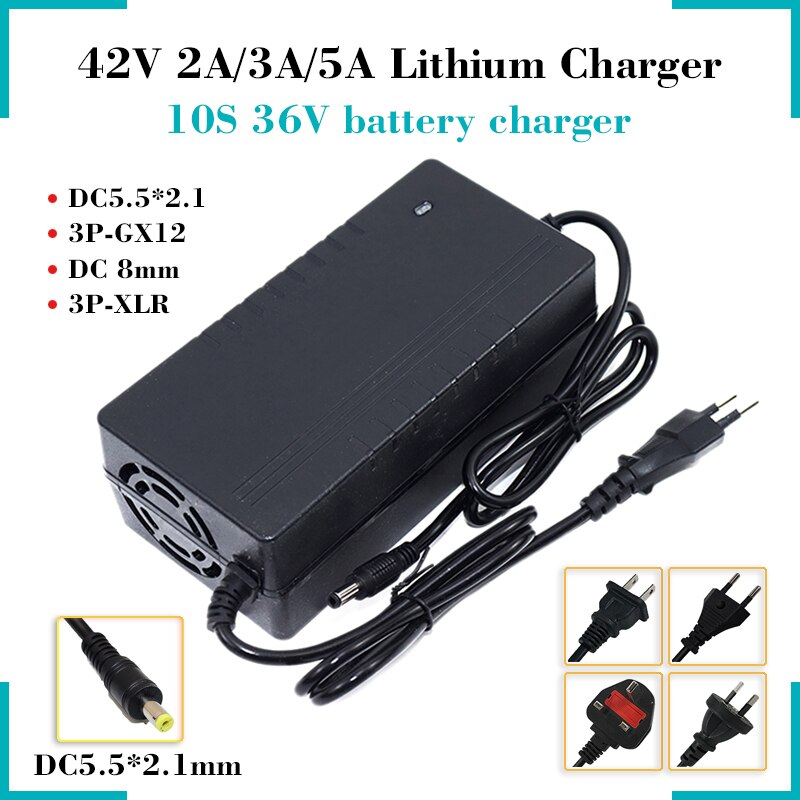 42V 2A 3A 5A Lithium Battery Smart Charger AC 110-240V 210W For 10S 36V E