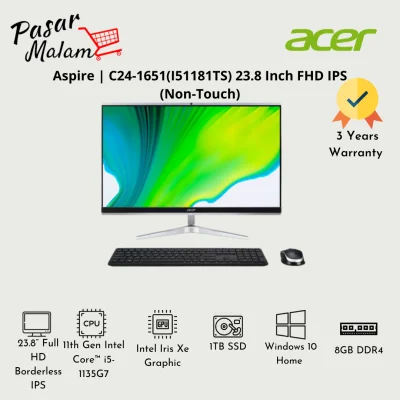 [NEW MODEL] Acer Aspire C24-1651 (i51181TS) 23.8 Inch FHD IPS AIO Desktop Intel i5-1135G7 8GB RAM 1TB SSD