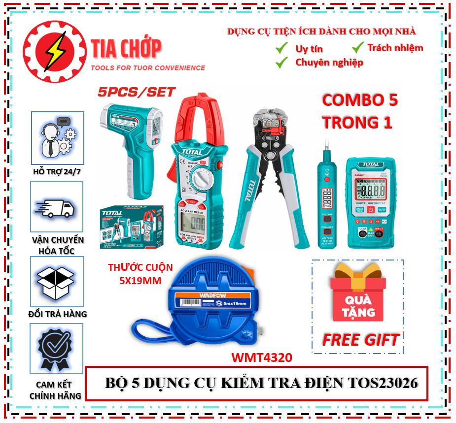 Combo 5 dụng cụ kiểm tra điện total ,tos23026 , bộ dụng cụ chẩn đoán sửa ᴄhữa điện