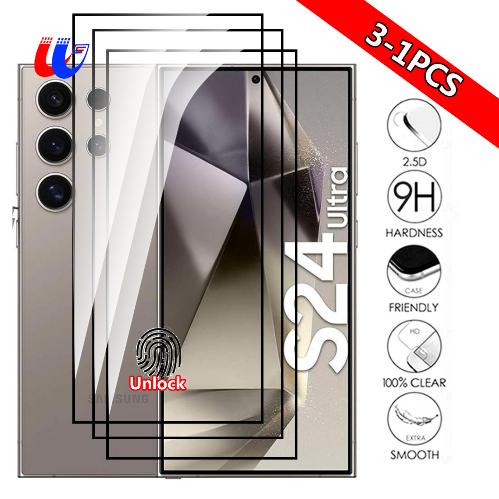 1-3Pcs For Samsung Galaxy S24 Ultra 5G Tempered Glass SamsungS24 /S24 Plus/S24Ultra 2024 Full Cover Screen Protector Film Glass