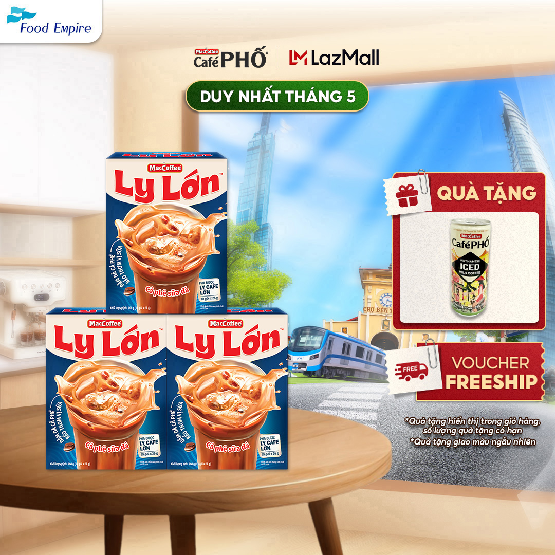 Combo 3 hộp Cà phê Ly Lớn - Maccoffee (hộp 10 gói x 26g)
