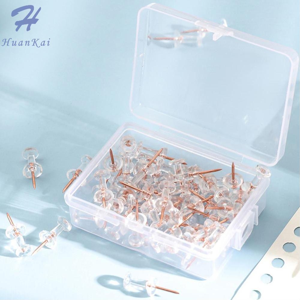 100 Cái/hộp Acrylic Kim Loại Đinh Bấm Đẩy Pins Đầu Acrylic, Với Bảng Nút Chai Điểm Thép Ghim Vẽ Màu An Toàn Đồ Dùng Học Tập Văn Phòng