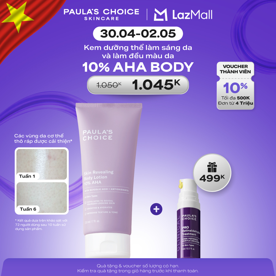 Kem dưỡng thể làm sáng da Paula’s Choice RESIST SKIN REVEALING BODY LOTION WITH 10% AHA 5900