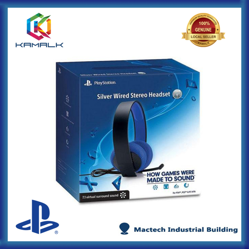 PS4 Silver Wired Stereo Headset + 1 Week Warranty Singapore