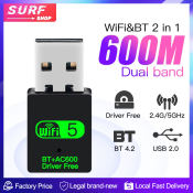 Dual Band USB WiFi Bluetooth Adapter, 600Mbps, Wireless Network
