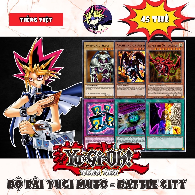 Yugioh tiếng việt - bộ bài yugi muto - battle city 45 thẻ.