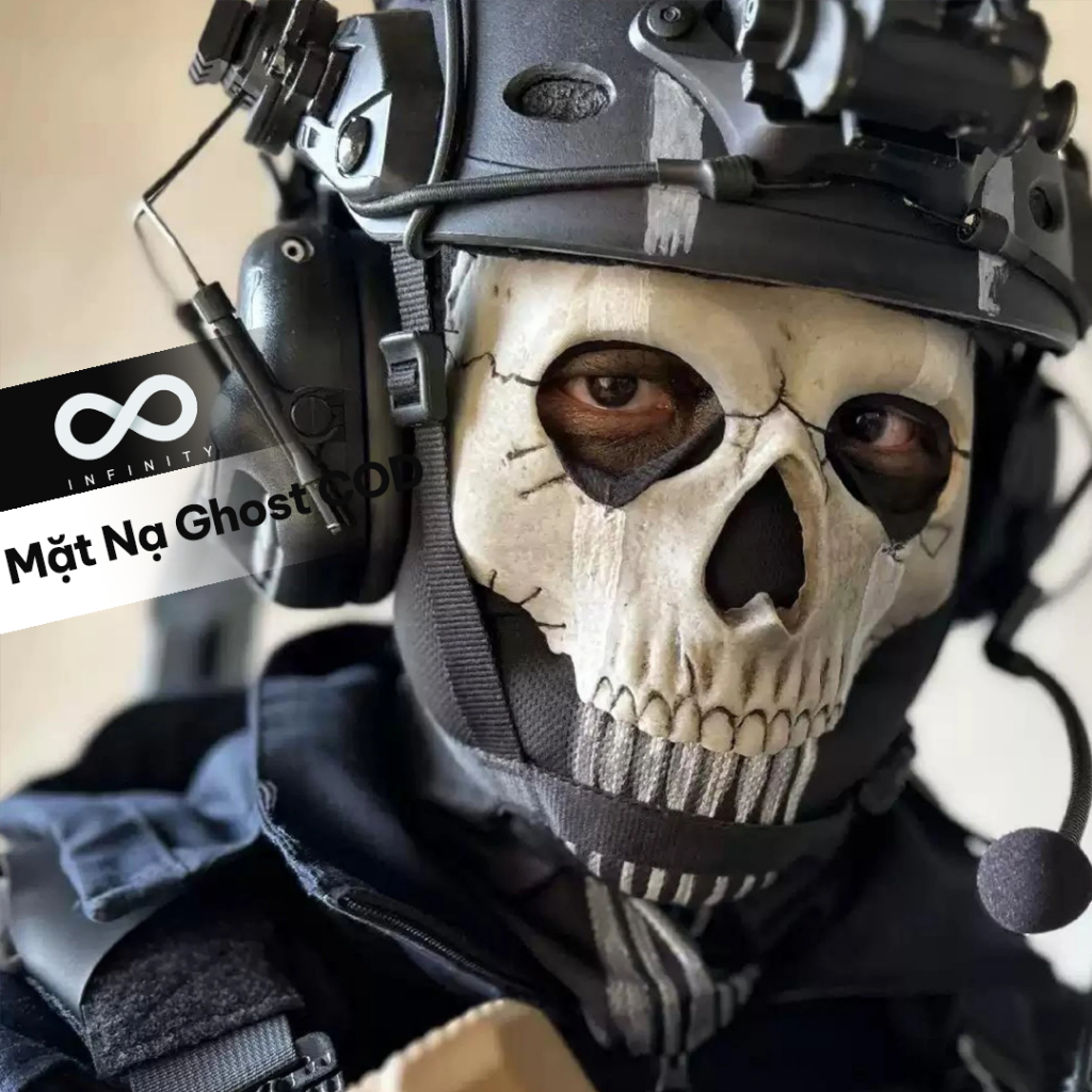 Mặt nạ đầu lâu nhân vật ghost trong cod mw2 - mặt nạ xương sọ kinh dị cosplay