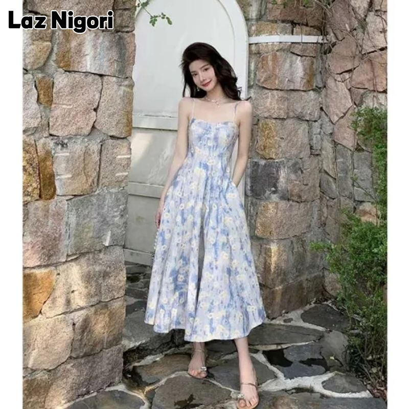 Laz Nigori French Floral Dress Seaside Holiday Beach Dress - ยี่ห้อ Laz Nigori ราคา 108 บาท*ส่งฟรี