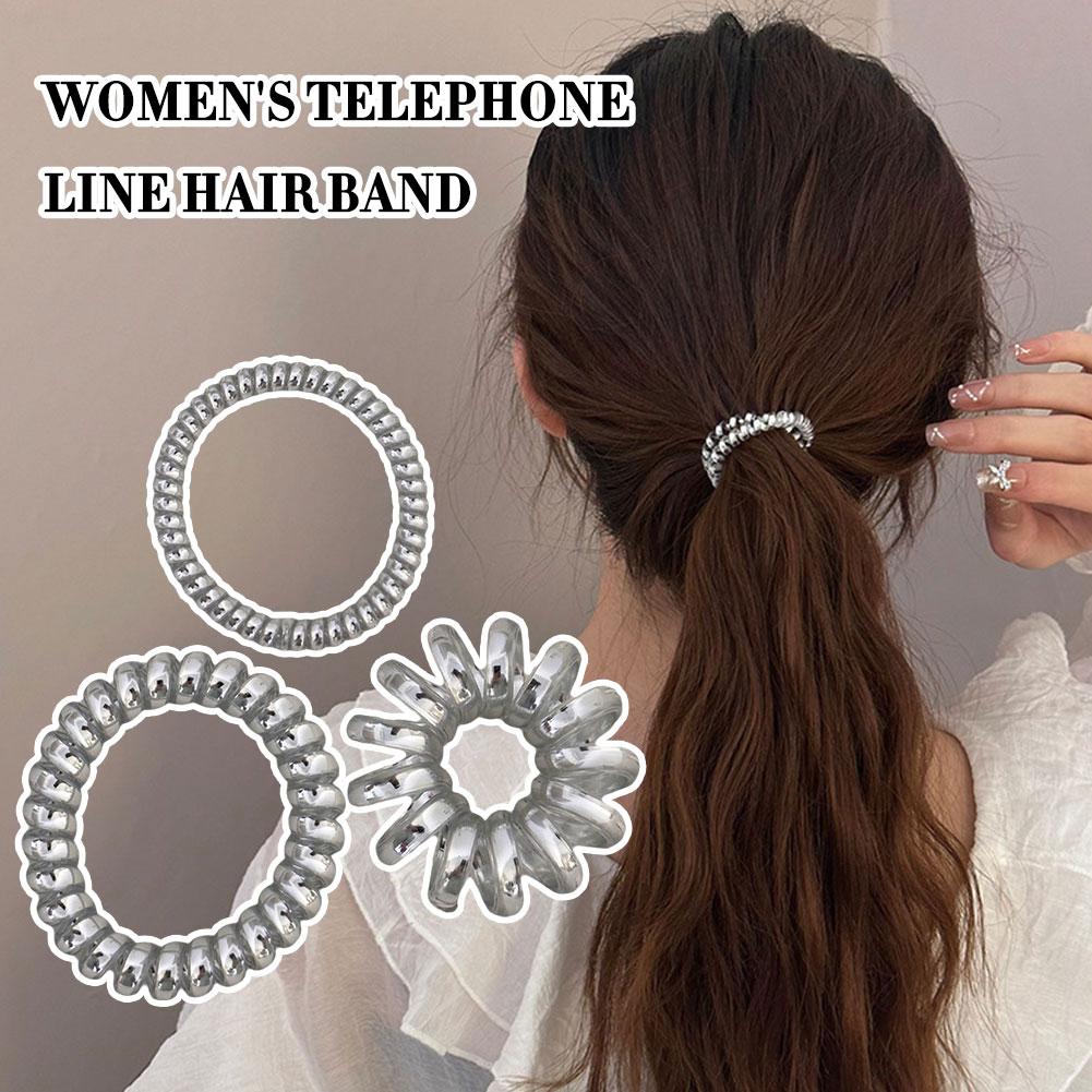 Women's Telephone Line Hair Band Cool Simple Loop Hair Tie U1V3 ราคา  4 บาท*ส่งฟรี