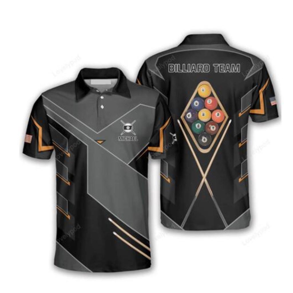 9-Ball Always Lucky Custom Billiard Shirts For Men, Custom name (Free custom design)